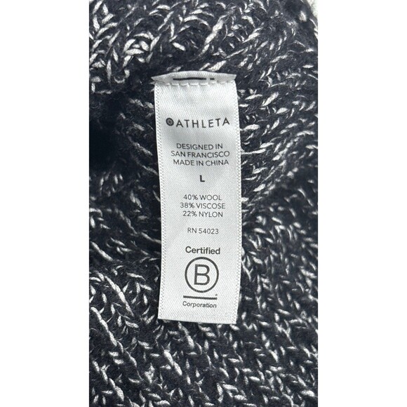 Athleta Gray Black Marled Wool Blend V Neck High Low Tunic Sweater L - Picture 11 of 12